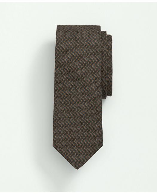 Brooks Brothers Wool Silk Houndstooth Tie | Olive/brown | Size Regular In Olive,brown