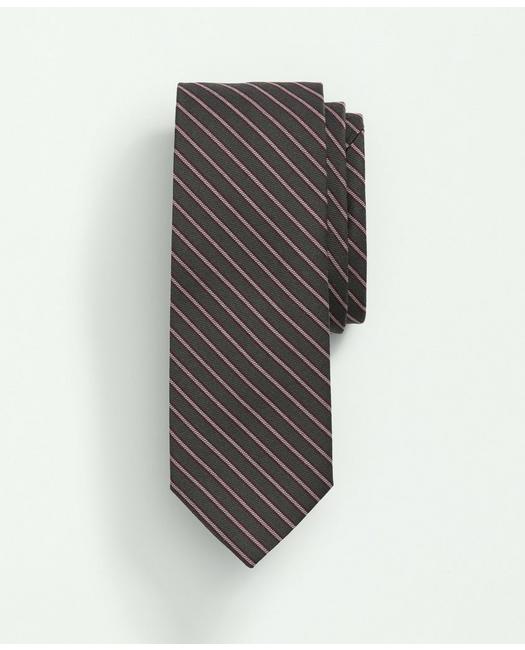 Brooks Brothers Wool Silk Mini Framed Striped Tie | Olive | Size L/xl