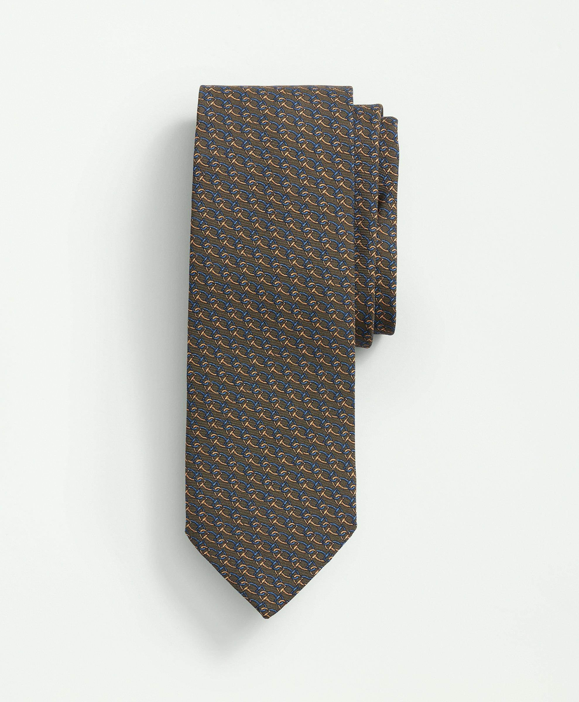 Brooks Brothers Silk Mini Horsebit Link Tie | Dark Green | Size Regular