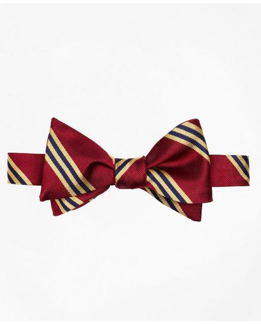 Brooks Brothers Silk Rep Striped Bow Tie | Burgundy/gold In Burgundy,gold