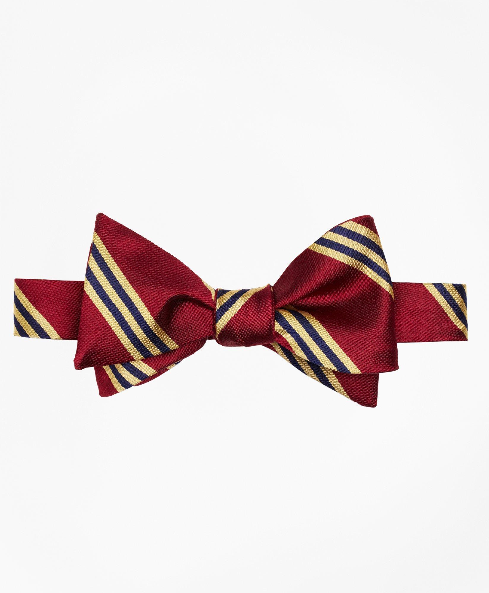 Brooks Brothers Silk Rep Striped Bow Tie | Burgundy/gold In Burgundy,gold