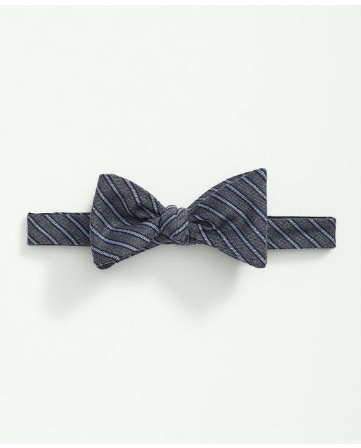 Brooks Brothers Wool Silk Mini Framed Striped Bow Tie | Grey/light Blue In Grey,light Blue