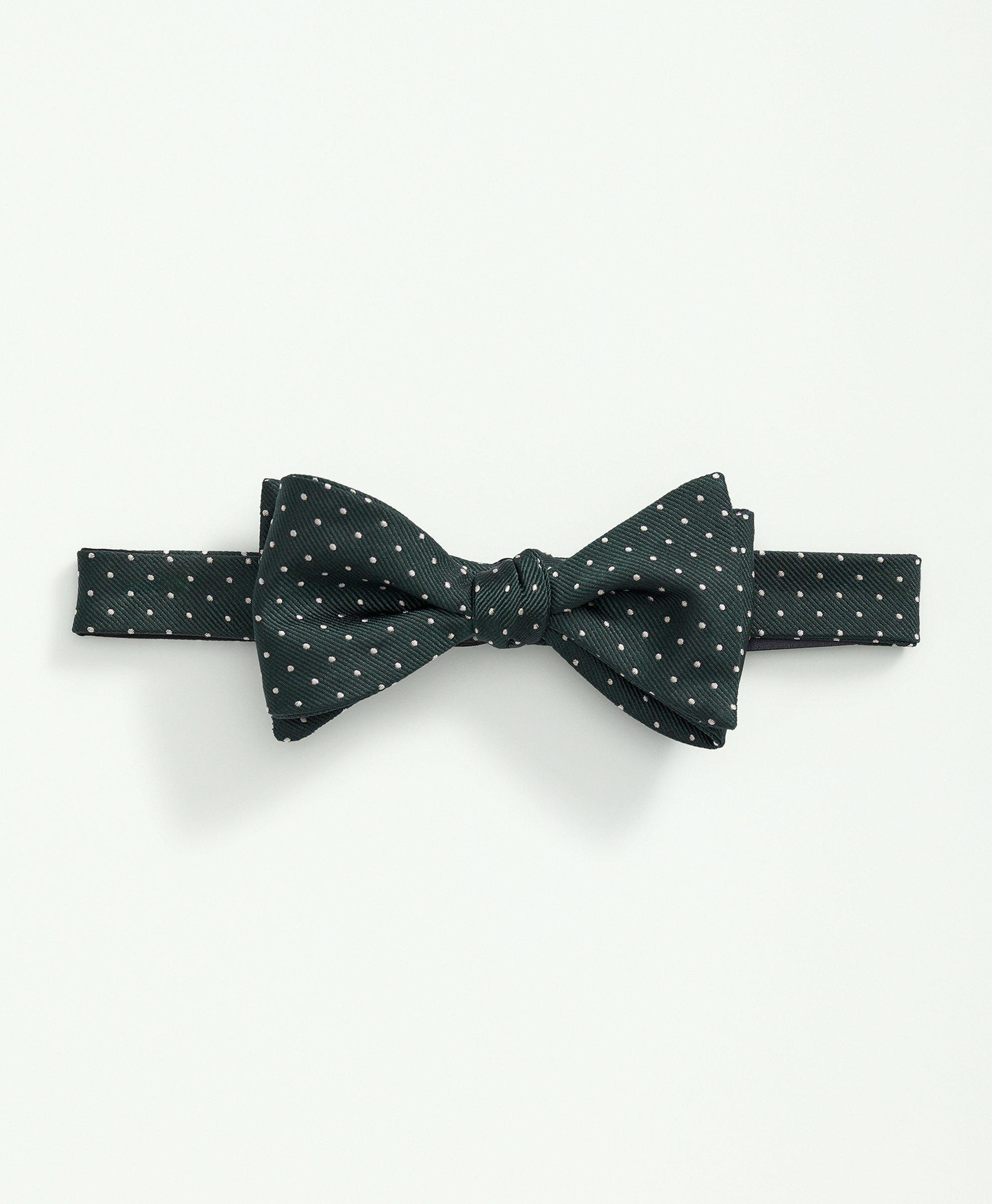 Brooks Brothers Silk Mini Dot Bow Tie | Dark Green