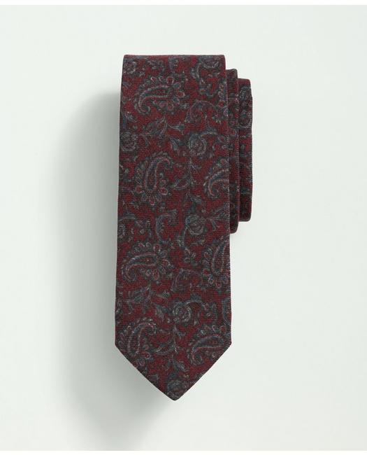 Brooks Brothers Wool Paisley Tie | Burgundy | Size Regular