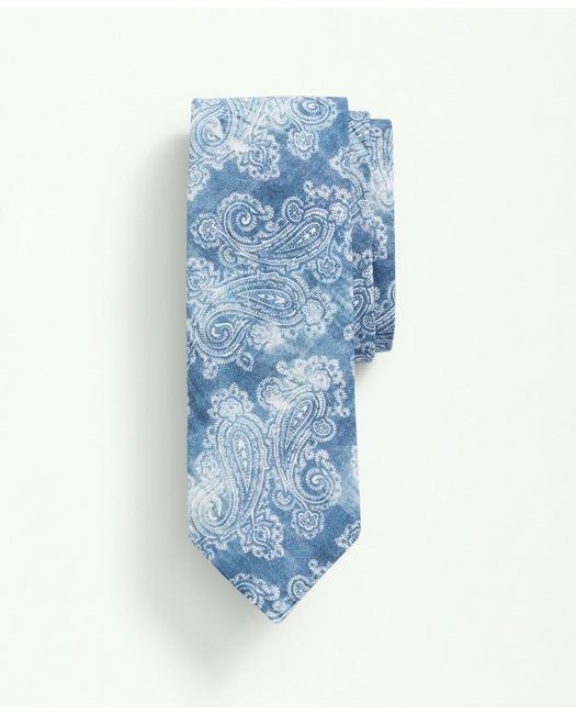 Brooks Brothers Cotton Faded Paisley Tie | Light Denim | Size Regular