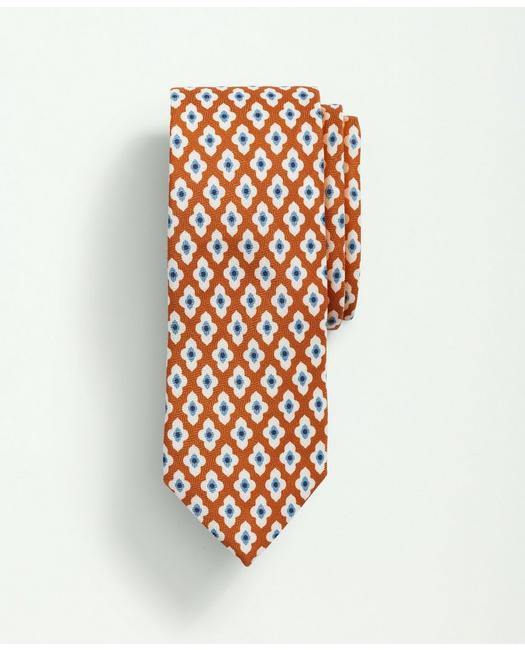 Brooks Brothers Linen Silk Bold Foulard Tie | Orange | Size Regular