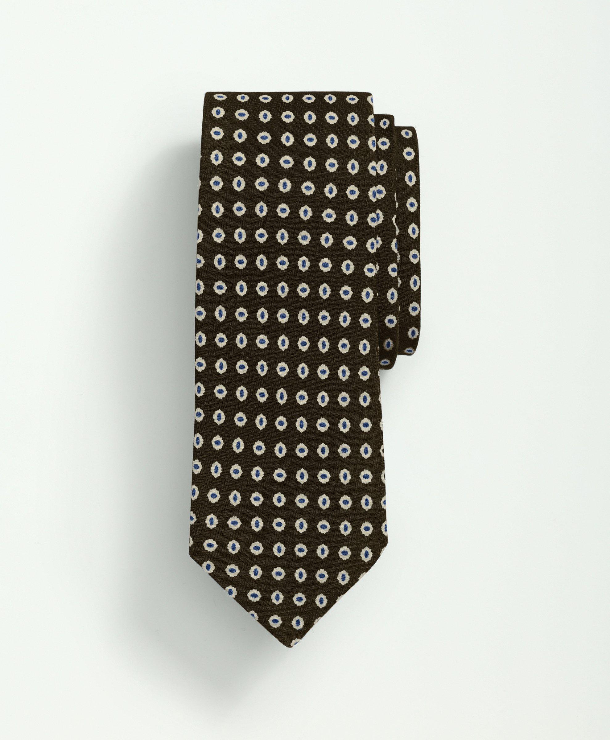 Shop Brooks Brothers Linen Silk Alternating Mini Flower Tie | Brown | Size Regular