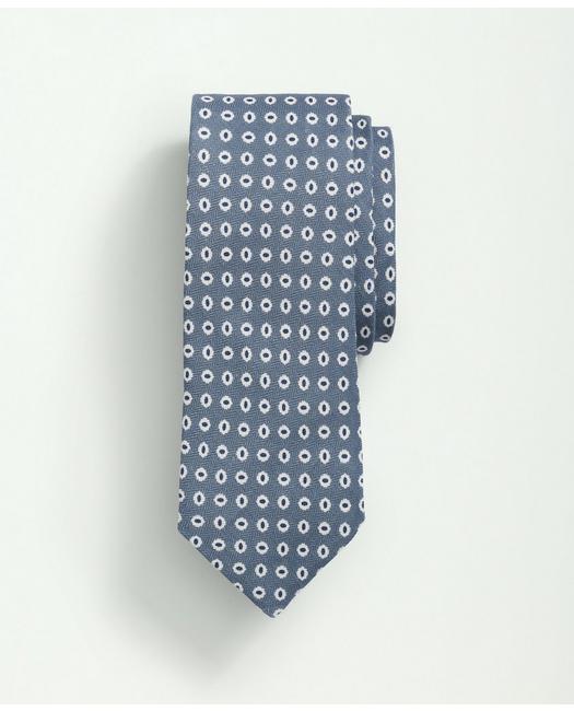 Brooks Brothers Linen Silk Alternating Mini Flower Tie | Grey | Size Regular