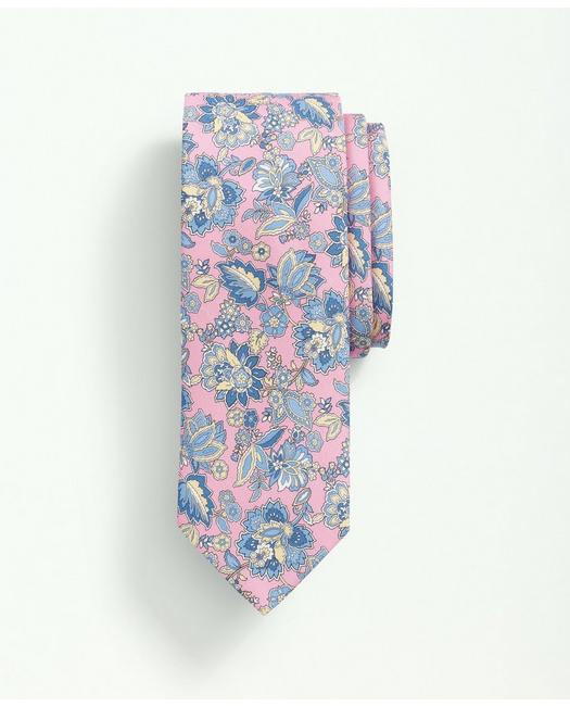 Brooks Brothers Silk Floral Paisley Tie | Pink | Size Regular