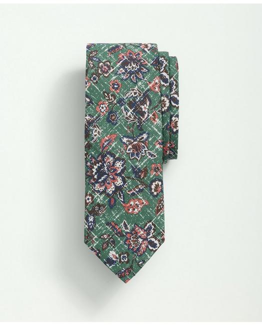 Shop Brooks Brothers Linen Vintage Floral Tie | Green | Size Regular