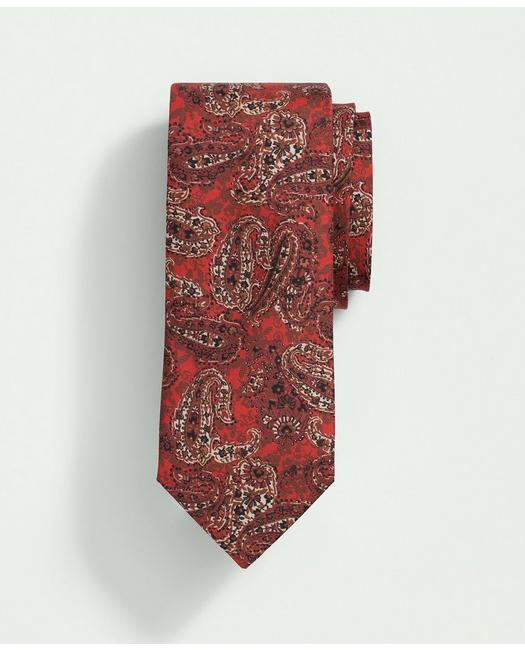 Brooks Brothers Linen Paisley Tie | Red | Size L/xl