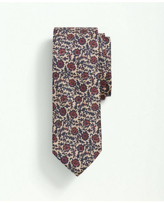 Brooks Brothers Silk Provence Floral Tie | Beige | Size Regular