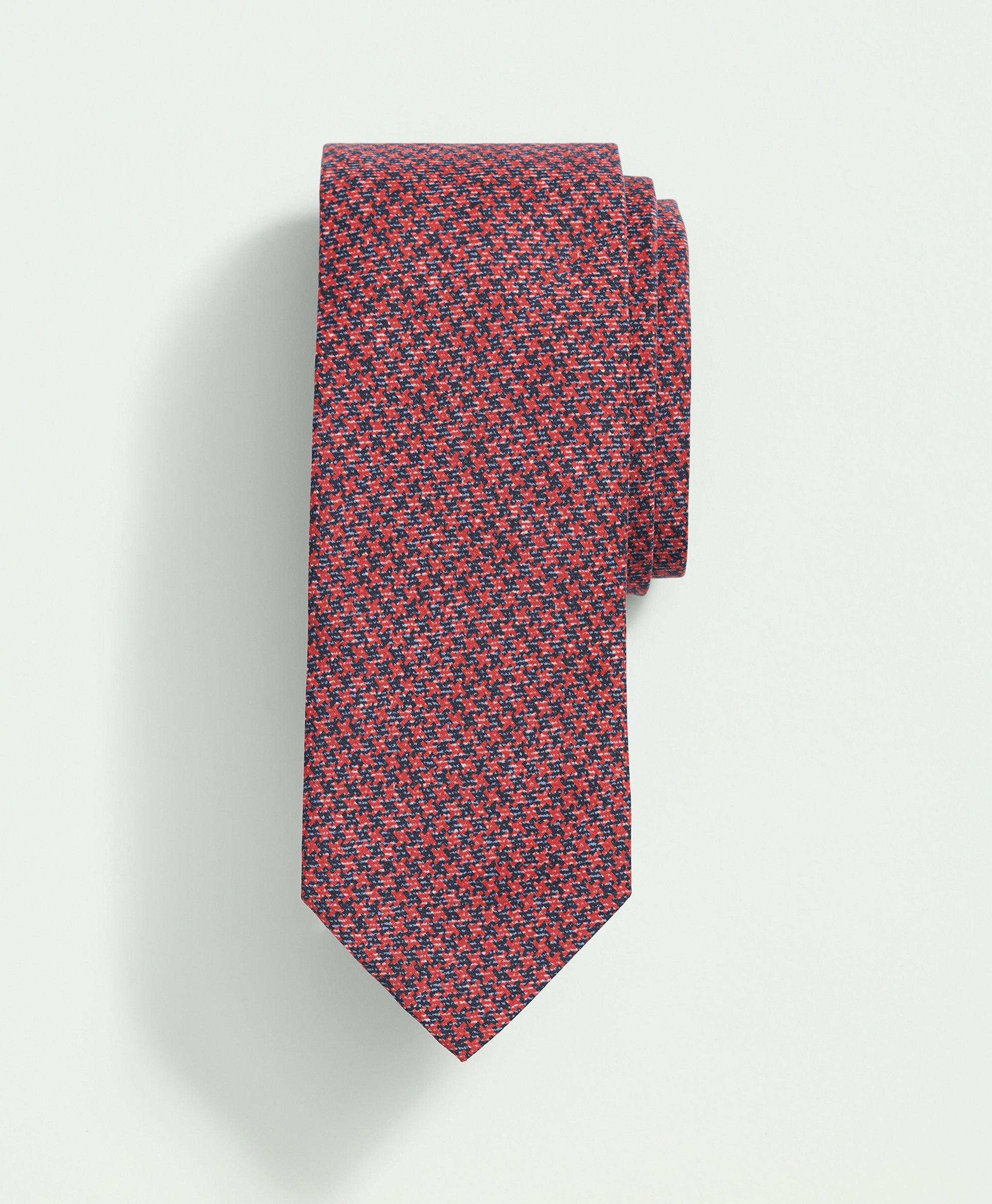 Brooks Brothers Silk Houndstooth Tie | Navy/red | Size Regular In Navy,red