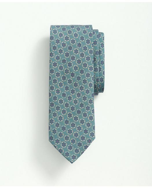 Brooks Brothers Silk Watercolor Flower Circle Tie | Teal | Size Regular