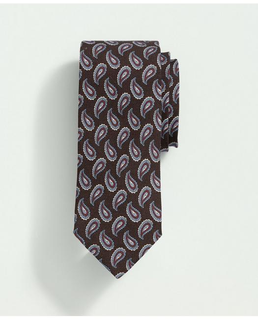 Brooks Brothers Silk Basketweave Pine Pattern Tie | Brown | Size L/xl