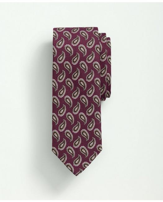 Brooks Brothers Silk Basketweave Pine Pattern Tie | Burgundy | Size L/xl