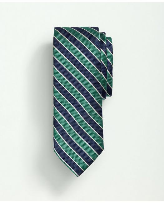 Brooks Brothers Silk Textured Framed Bold Striped Tie | Green | Size Regular