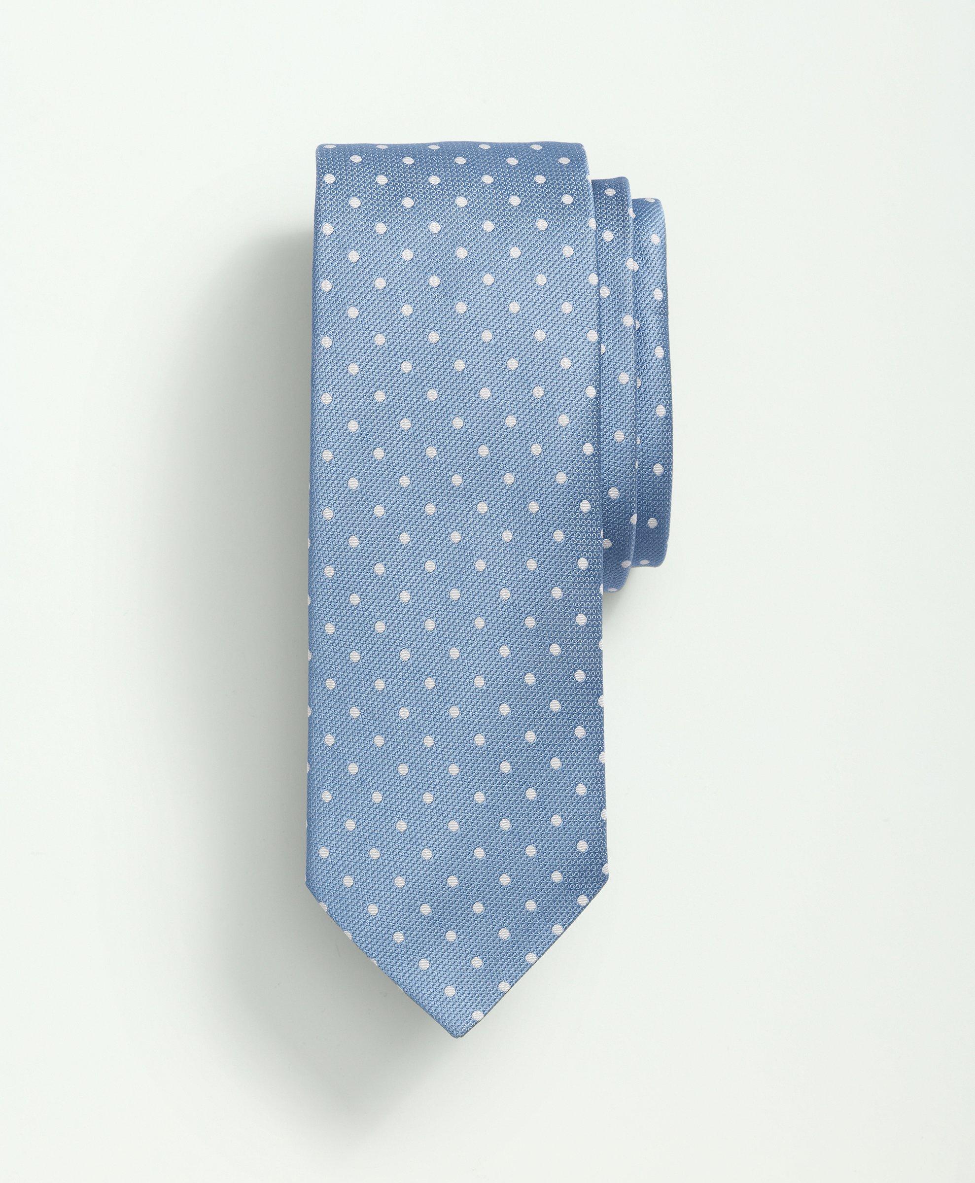 Brooks Brothers Silk Basketweave Dot Tie | Light Blue | Size Regular