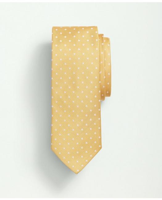 Brooks Brothers Silk Basketweave Dot Tie | Yellow | Size Regular