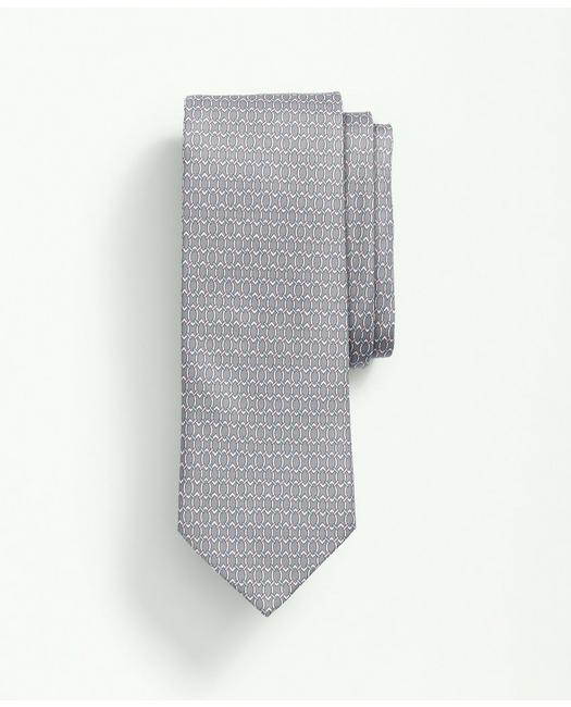 Brooks Brothers Silk Oval Link Tie | Grey | Size L/xl