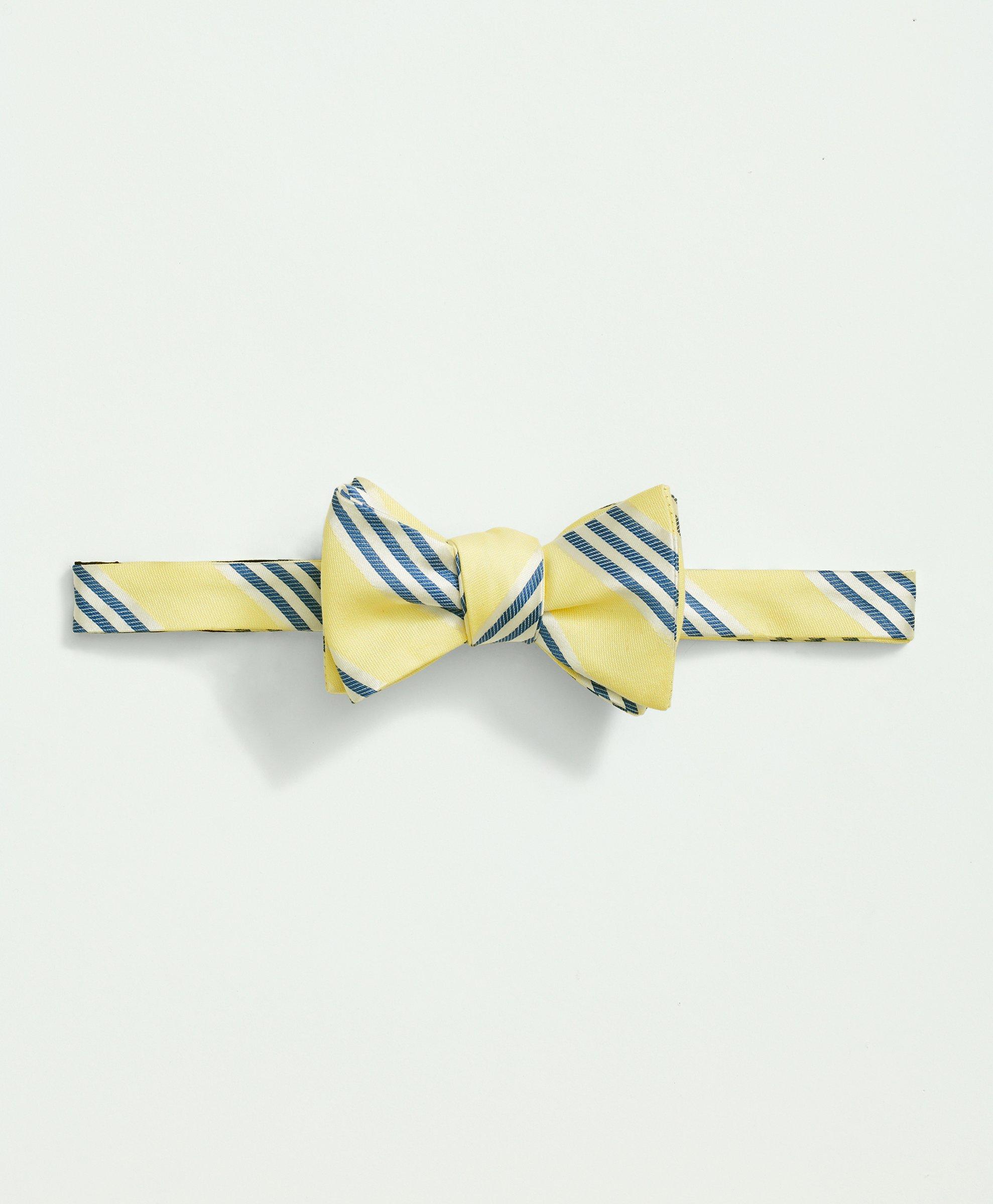 Brooks Brothers Silk-cotton Triple Stripe Bow Tie | Light Yellow