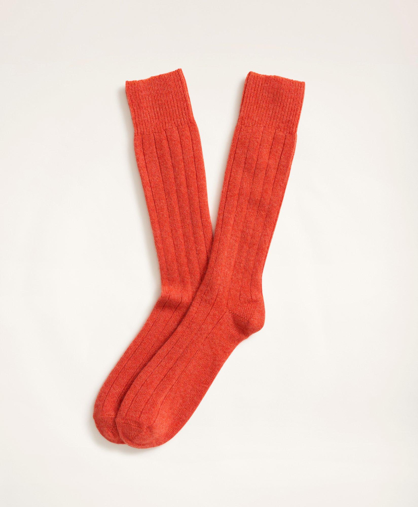 Brooks Brothers Cashmere Crew Socks | Bright Orange