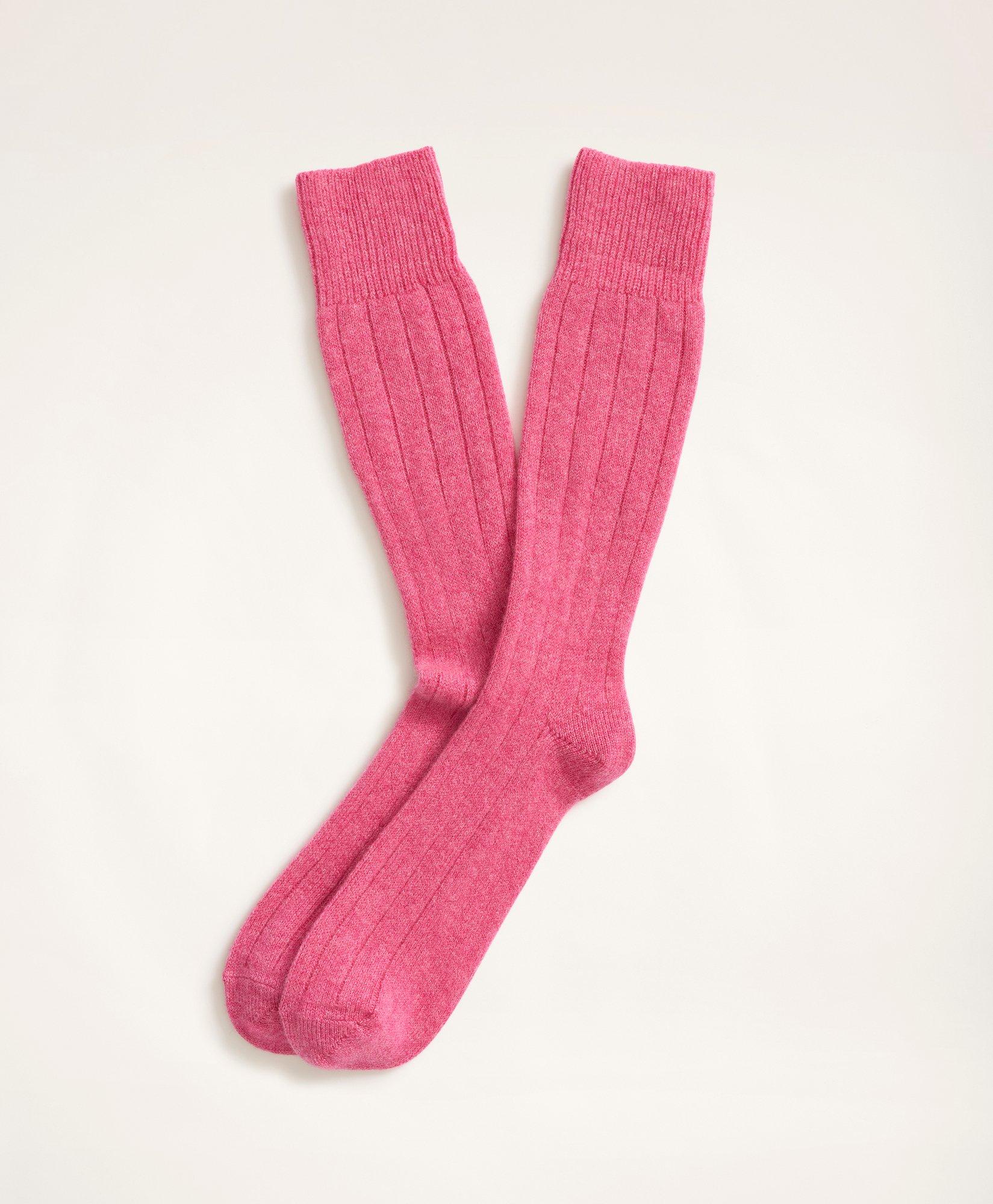 Brooks Brothers Cashmere Crew Socks In Bright Pink