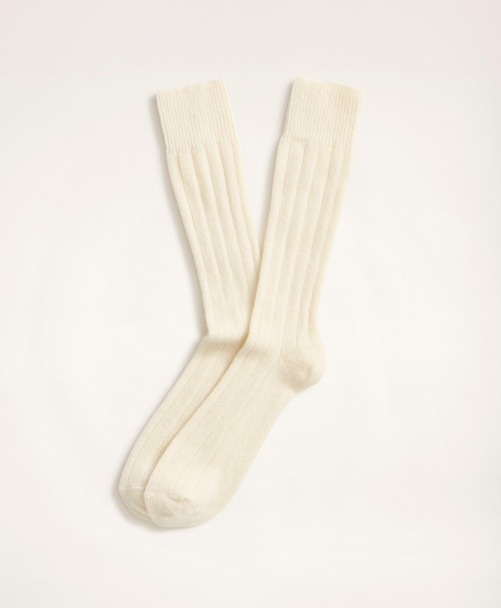 Brooks Brothers Cashmere Crew Socks | Cream