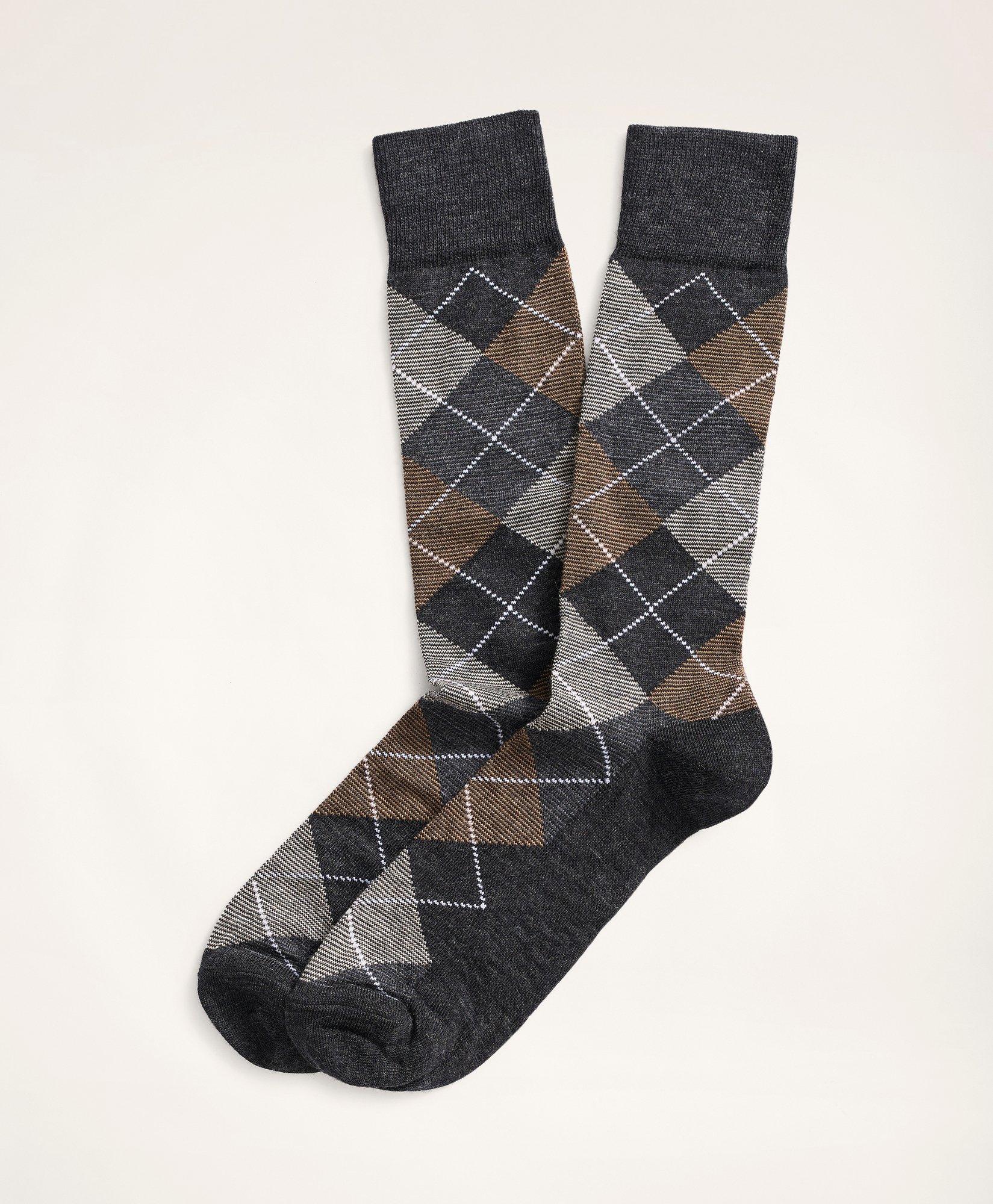 Shop Brooks Brothers Feeder Stripe Argyle Crew Socks | Brown