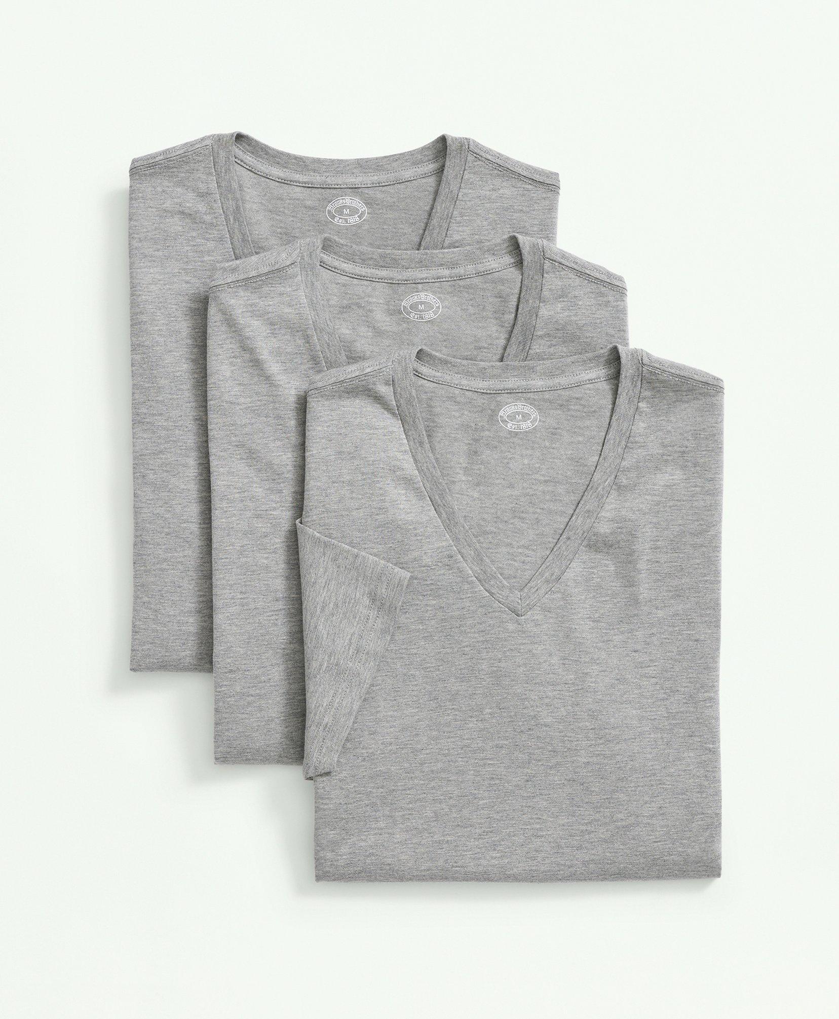 Brooks Brothers Supima Cotton V-neck Undershirt-3 Pack | Grey | Size 2xl