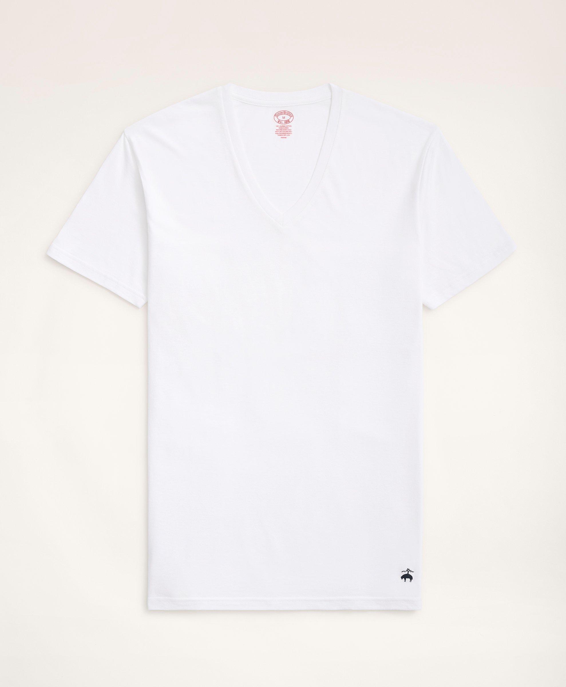 Brooks Brothers Supima Cotton V-neck Undershirt-3 Pack In White