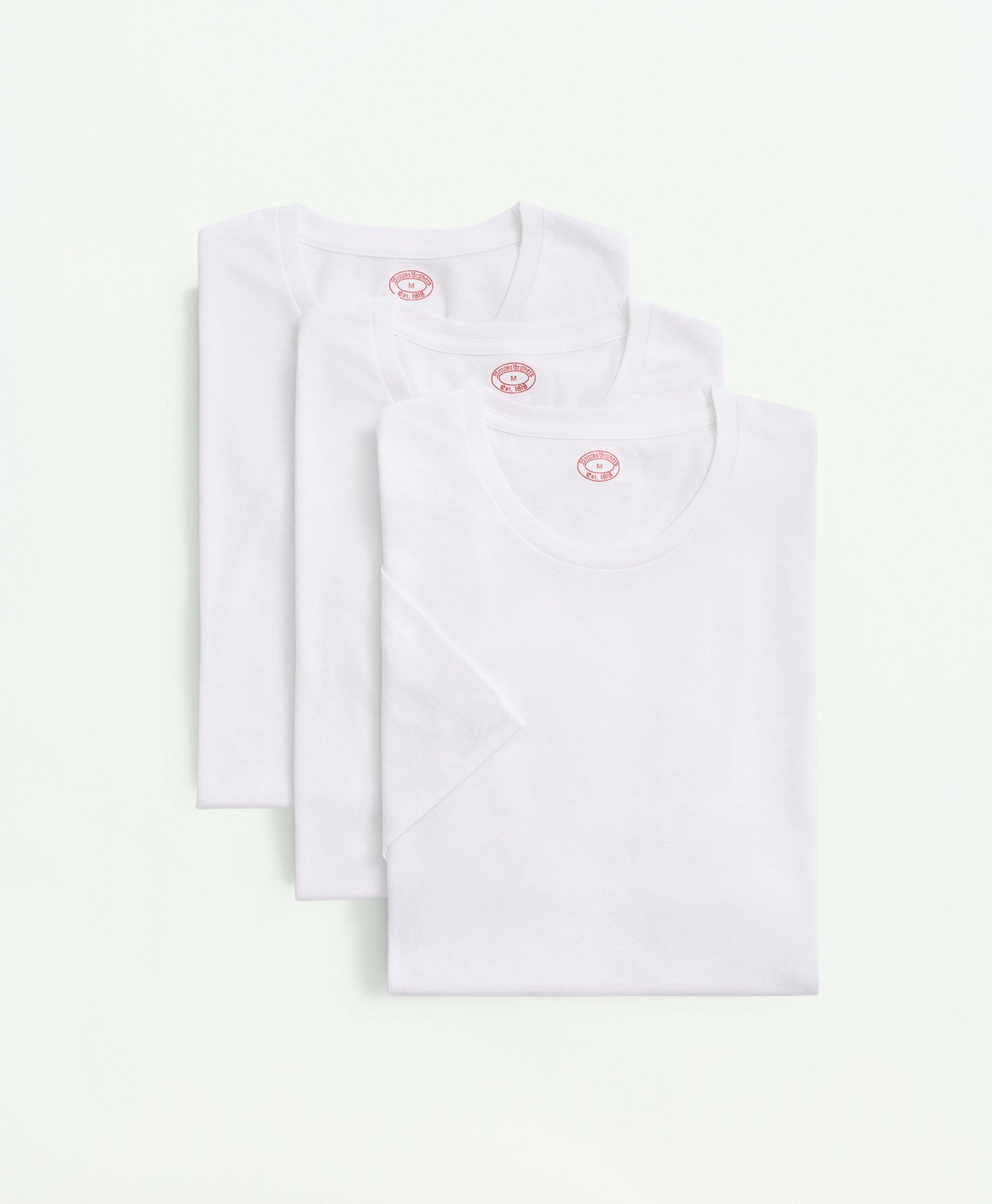 Brooks Brothers Supima Cotton Crewneck 3 Pack T-shirts In White