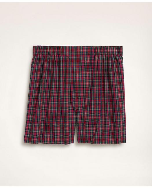 Brooks Brothers Cotton Broadcloth Tartan Boxers | Red | Size Small