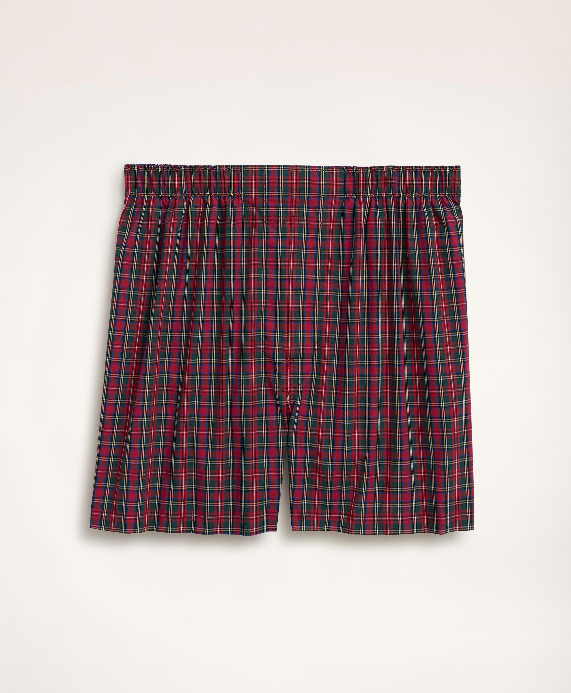 Brooks Brothers Cotton Broadcloth Tartan Boxers | Red | Size Small