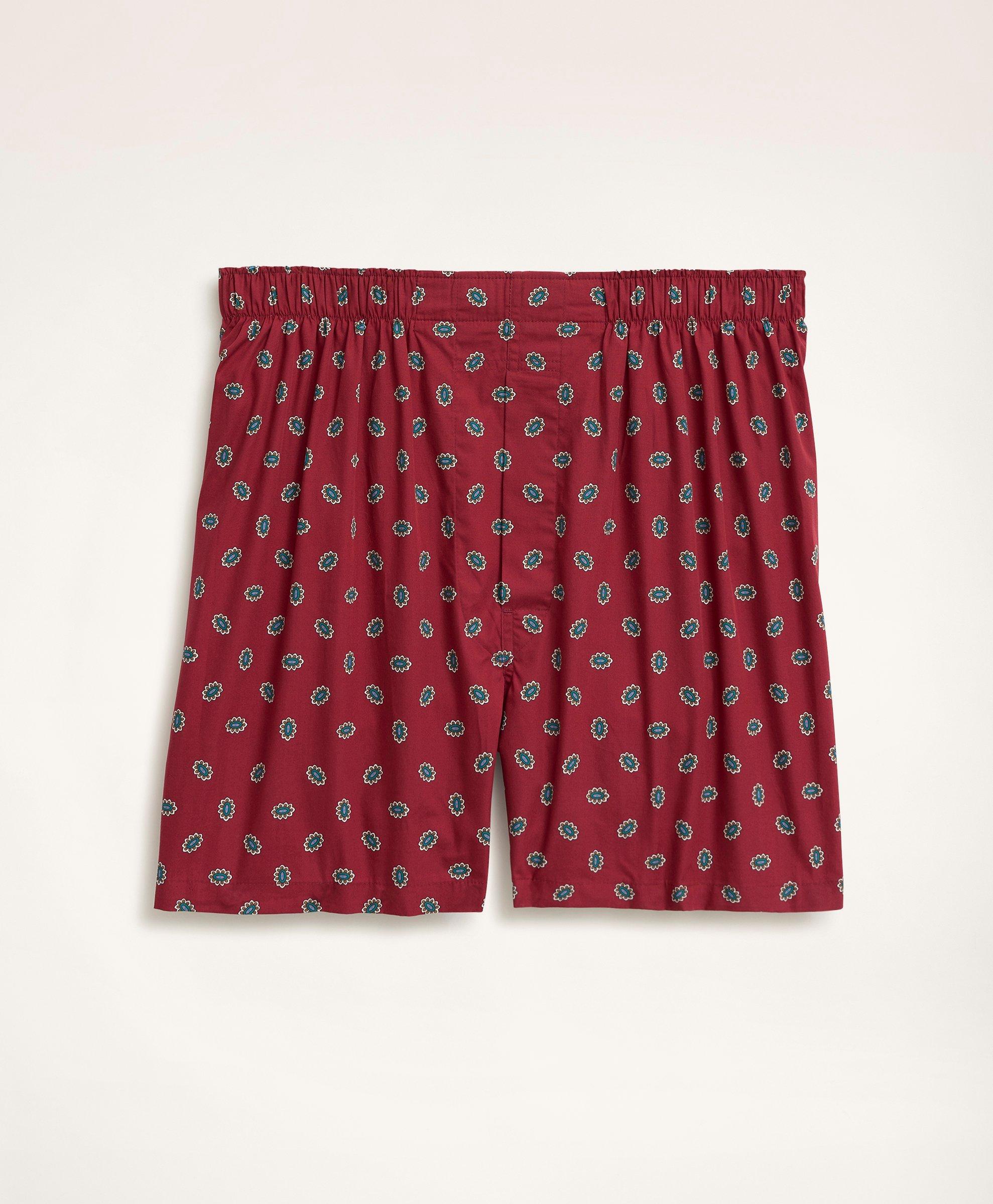 Brooks Brothers Cotton Broadcloth Foulard Boxers | Burgundy | Size Small