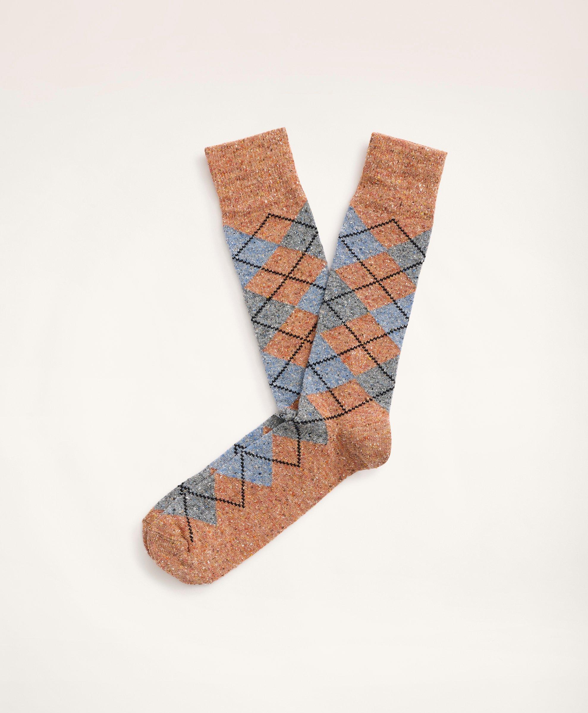 Brooks Brothers Argyle Crew Socks In Brown