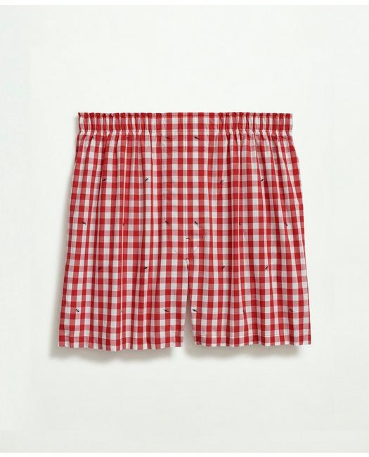 Brooks Brothers Cotton Broadcloth Print Boxers | Red | Size Small