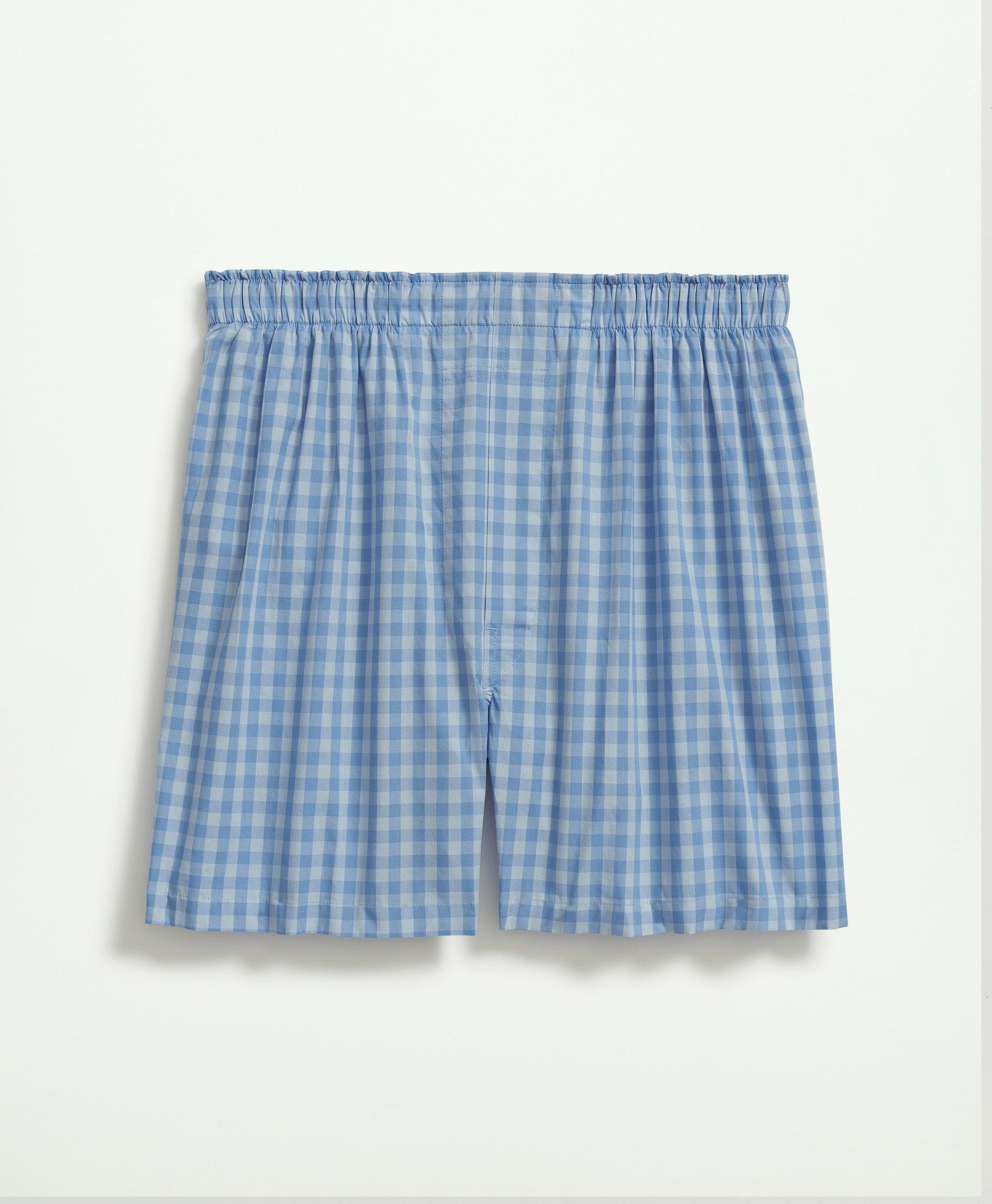 Brooks Brothers Cotton Broadcloth Gingham Boxers | Chambray Blue | Size Small