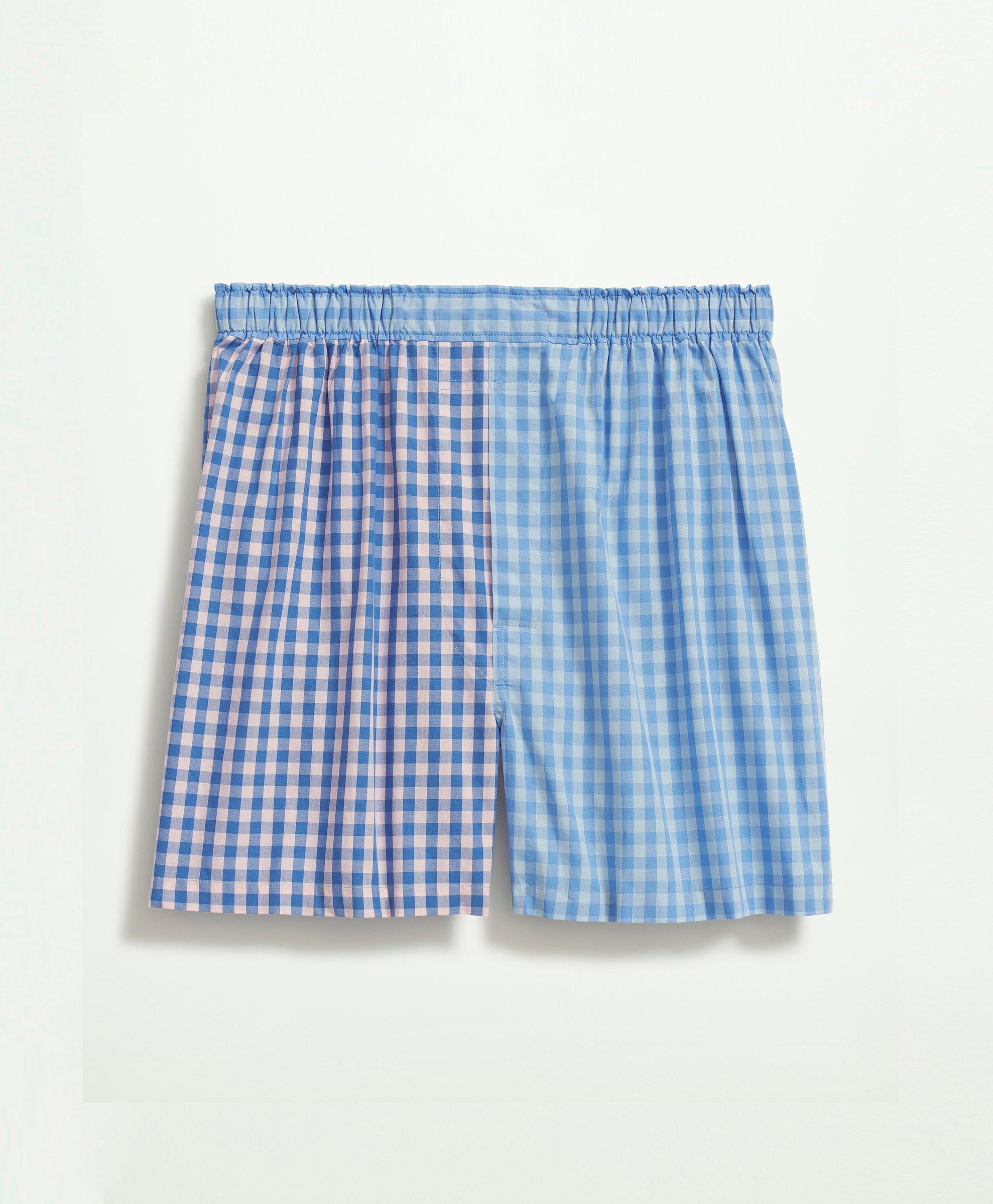 Brooks Brothers Cotton Broadcloth Gingham Fun Boxers | Blue | Size Small