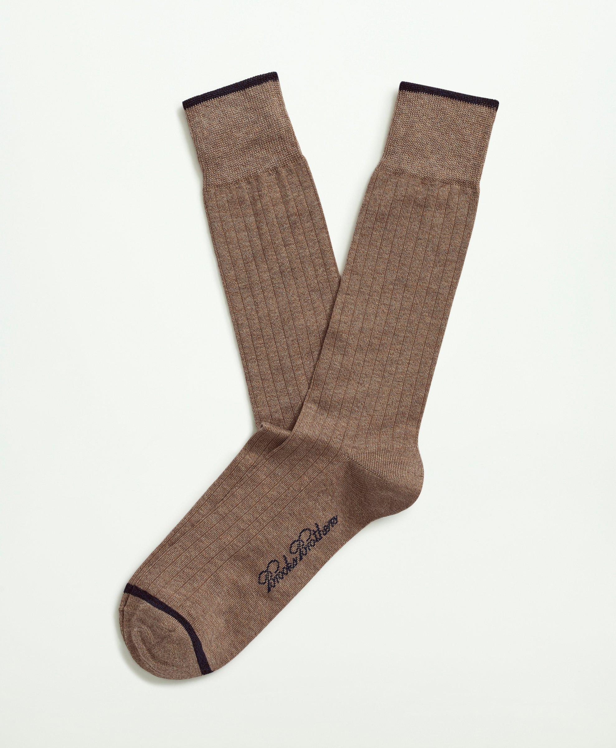 Brooks Brothers Solid Crew Socks | Khaki