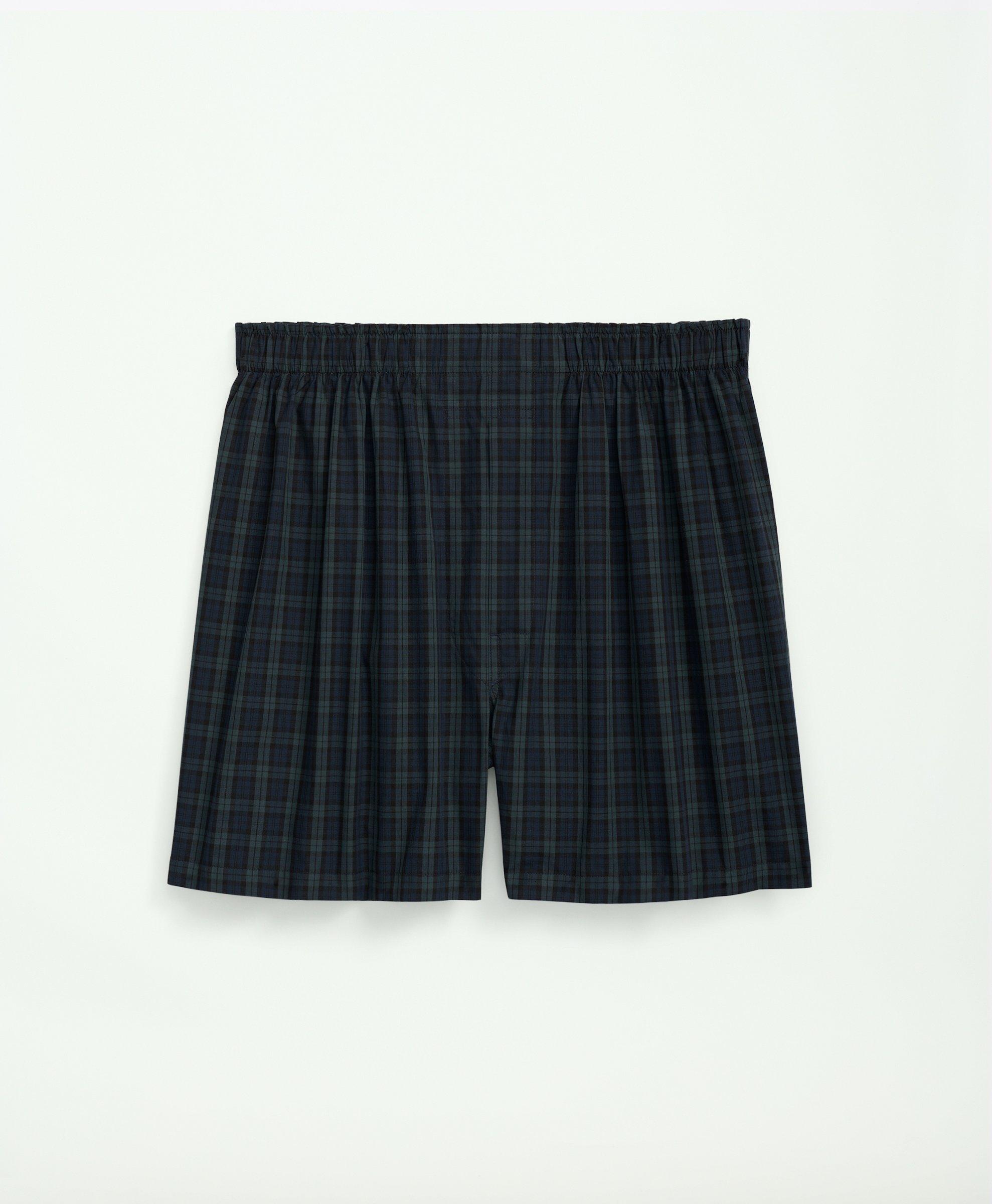 Brooks Brothers Cotton Poplin Tartan Boxers In Navy