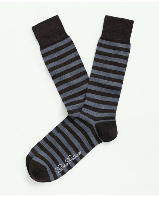 Brooks Brothers Wool Blend Feeder Stripe Socks | Blue