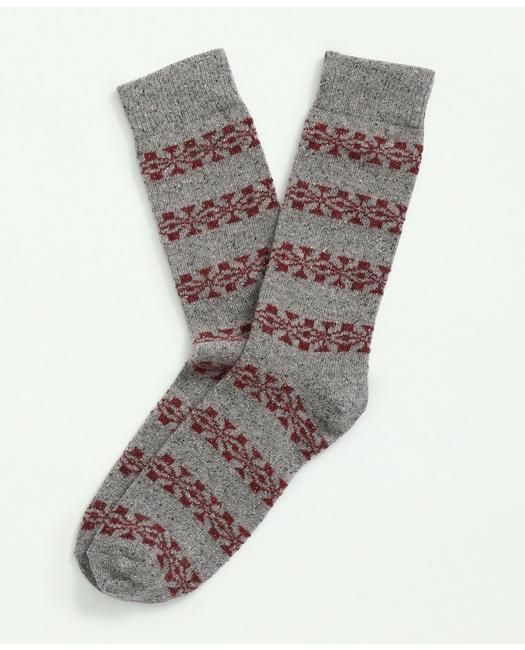 Brooks Brothers Wool-silk Blend Flecked Fair Isle Socks | Grey