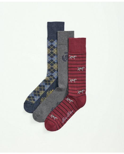 Brooks Brothers Cotton Blend Novelty 3-pack Socks In Multicolor