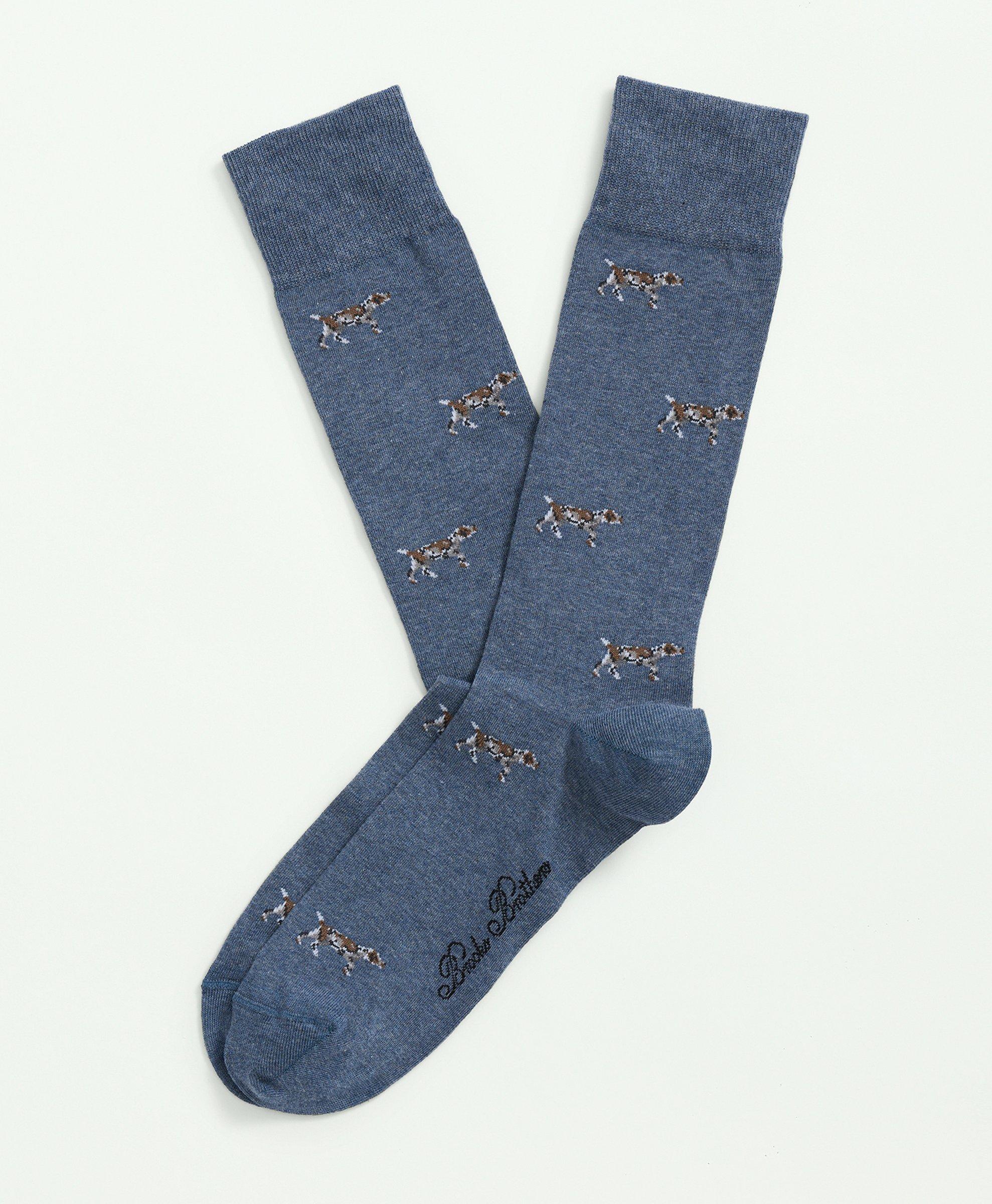 Brooks Brothers Cotton Blend Pointer Hound Socks | Blue