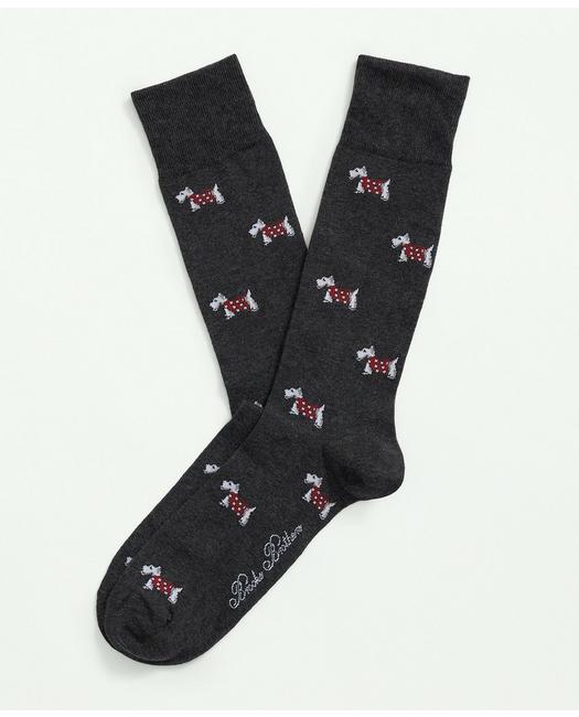 Brooks Brothers Cotton Blend Westie Dog Socks | Charcoal