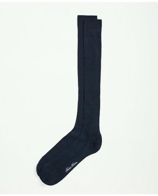 Brooks Brothers Pima Cotton Blend Over-the-calf Socks | Navy | Size 11½