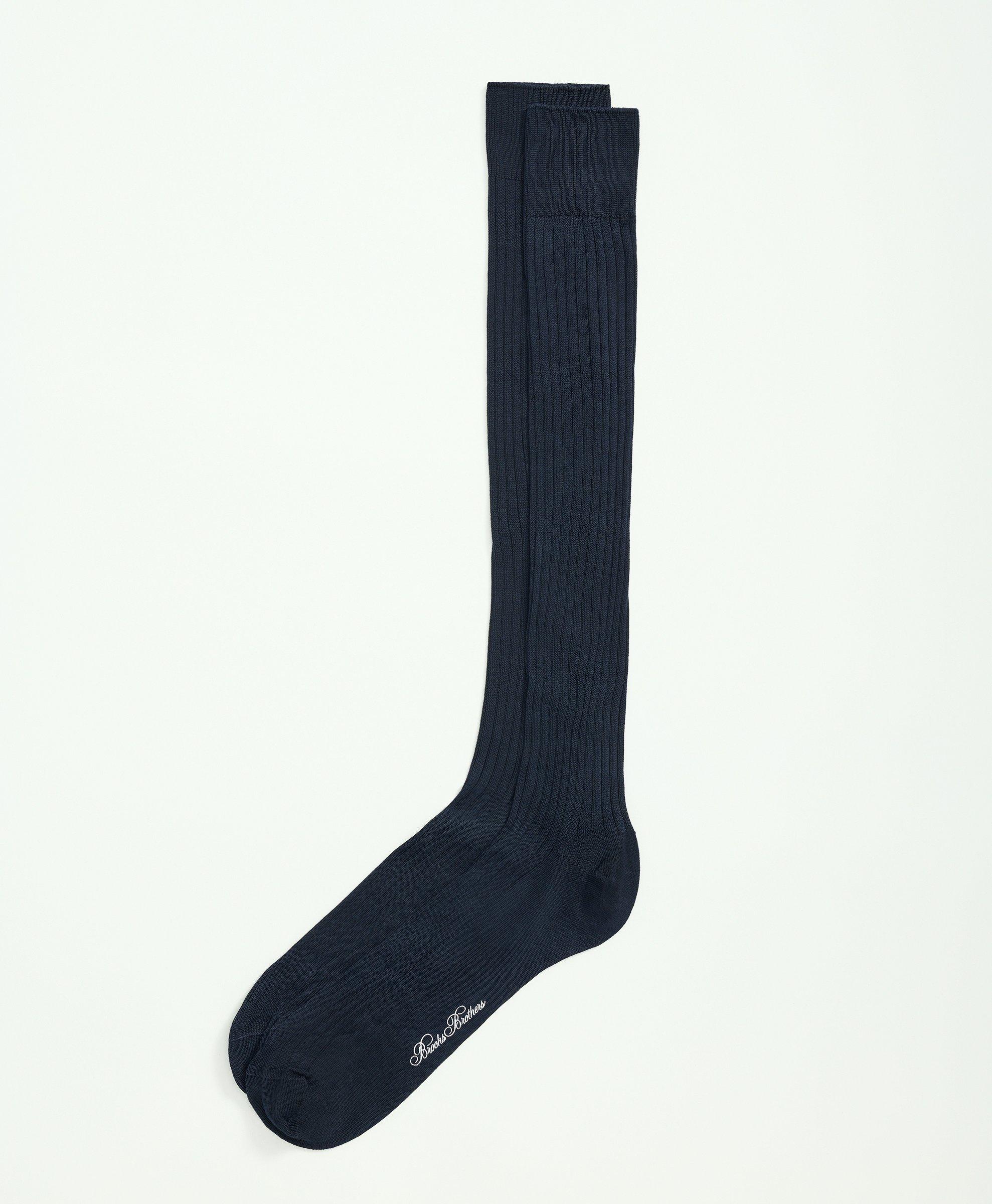 Brooks Brothers Pima Cotton Blend Over-the-calf Socks | Navy | Size 11½