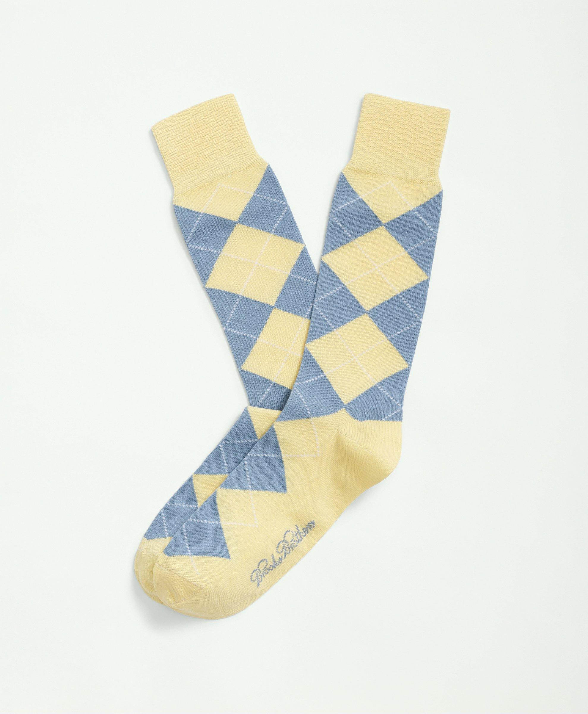 Brooks Brothers Cotton Blend Argyle Socks | Medium Yellow