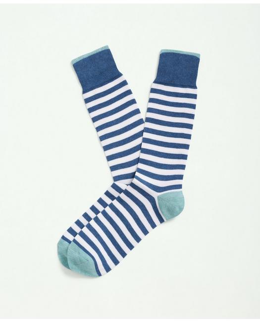 Brooks Brothers Cotton Blend Bold Striped Socks | Blue